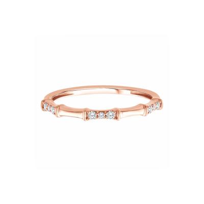 Diamond Bamboo Stack Ring in 10K Rose Gold (1/10 ct. tw.)