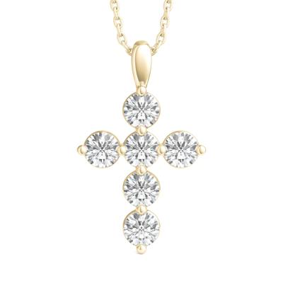 Lab Grown Diamond Cross Pendant in 14K Yellow Gold (1 ct. tw.)
