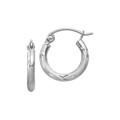 Round Hoop Earrings in 14K White Gold
