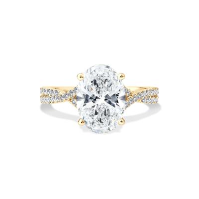 Lab Grown Diamond Oval-Shaped Engagement Ring in 18K Yellow Gold (3 1/3 ct. tw.)