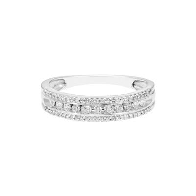 Three-Row Diamond Wedding Band in 10K White Gold (1/4 ct. tw.)