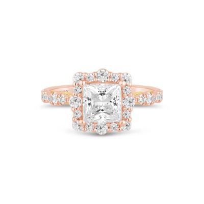 Lab Grown Diamond Princess-Cut Halo Engagement Ring in 14K Rose Gold (2 3/4 ct. tw.)