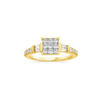Princess-Cut Diamond Composite Engagement Ring in 10K Yellow Gold (3/4 ct. tw.)