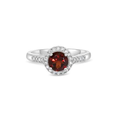 Garnet & 1/8 ct. tw. Diamond Ring in Sterling Silver
