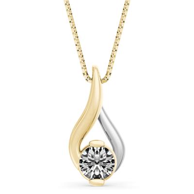 Diamond Pendant in 14K Yellow Gold & 14K White Gold (1/4 ct.), 18”