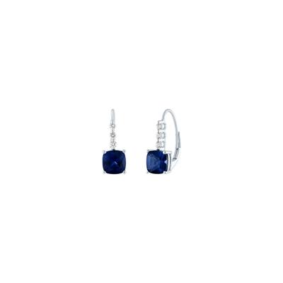 Lab Created Blue & White Sapphire Drop Earrings in Sterling Silver