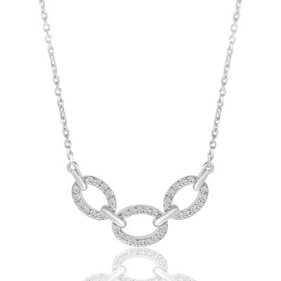 Diamond Oval Link Frontal Necklace in Sterling Silver (1/5 ct. tw.)