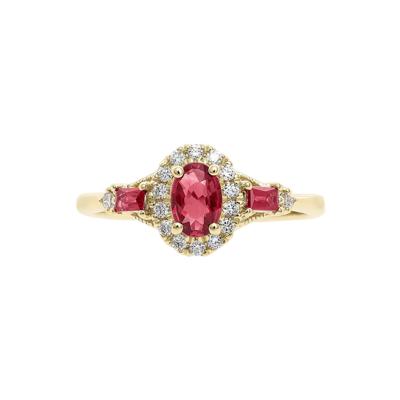 Ruby & 1/7 ct. tw. Diamond Ring in 10K Yellow Gold