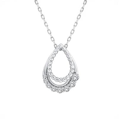 Diamond Double Teardrop Pendant in 10K White Gold (1/5 ct. tw.)