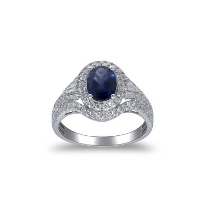 Blue Sapphire and Diamond Ring in 14K White Gold (5/8 t. tw.)