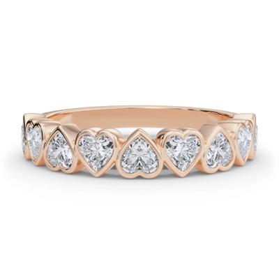Lab Grown Diamond Heart Bezel Half Eternity Band in 14K Rose Gold (1 ct. tw.)