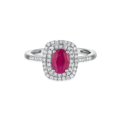 Oval Ruby Halo Ring in 10K White Gold (1/3 ct. tw.)