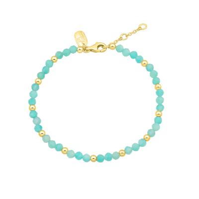 Blue Amazonite Bead Bracelet in Vermeil