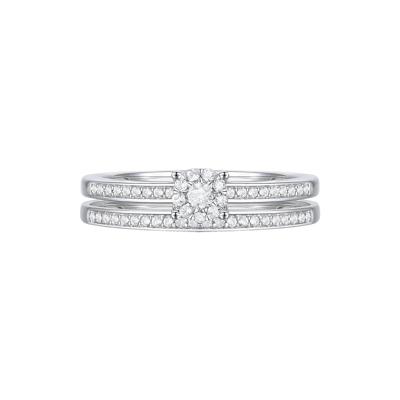 Diamond Double-Row Halo Promise Ring in Sterling Silver (1/4 ct. tw.)