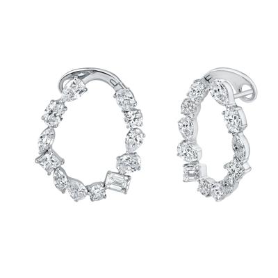 Lab Grown Diamond Mixed Cut Hoop Earrings in 14K White Gold (6 ct. tw.)