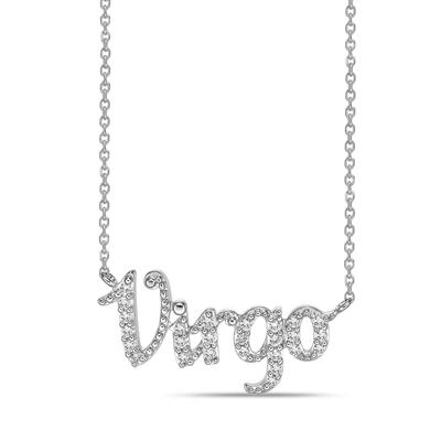 Virgo Lab Created White Sapphire Necklace in Sterling Silver