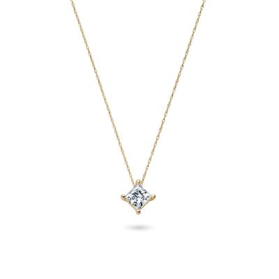 Lab Grown Diamond Princess-Cut Solitaire Pendant in 14K Yellow Gold (1 ct. tw.)