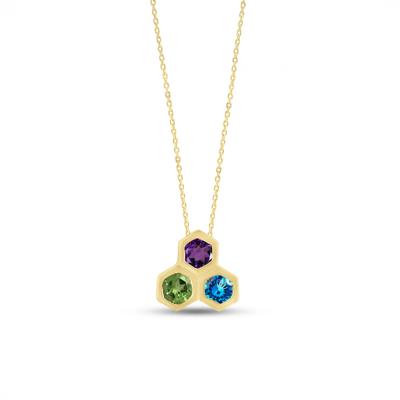 Gemstone Honeycomb Necklace in 10K Yellow Gold