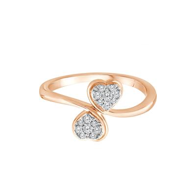 Diamond Double Heart Ring in 10K Rose Gold (1/8 ct. tw.)