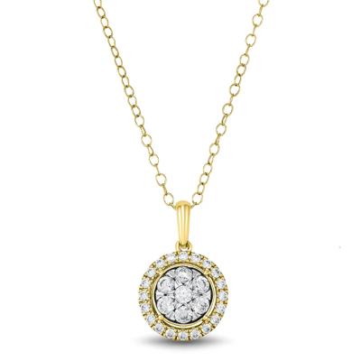 Lab Grown Multi-Diamond Halo Pendant in 14K Yellow Gold (5/8 ct. tw.)