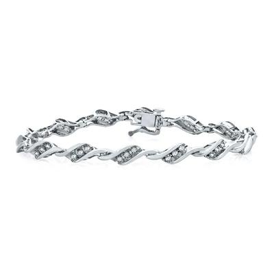 Diamond Bracelet with Bypass Links in 10K White Gold (1 ct. tw.)