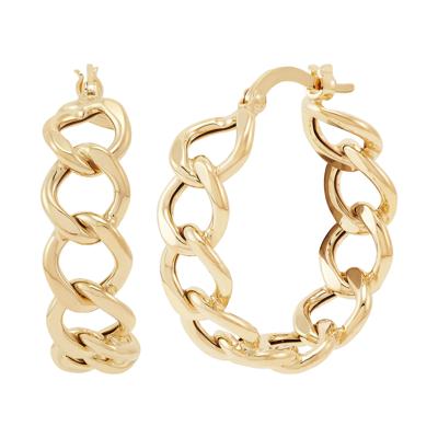 Curb Chain Hoop Earrings in 14K Yellow Gold