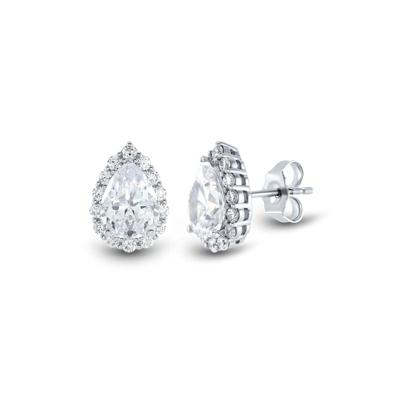 Lab Grown Diamond Pear-Shaped Halo Earrings in 10K White Gold (2 ct. tw.)
