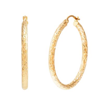 Diamond-Cut Hoop Earrings in 14K Yellow Gold