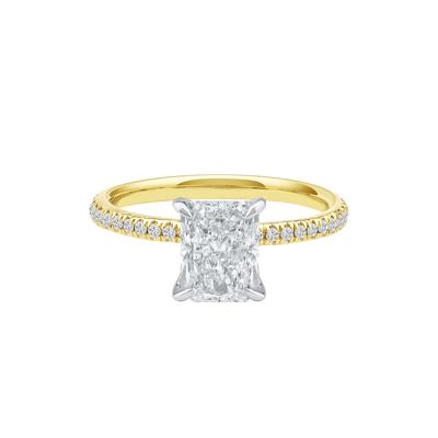 Anais Radiant-Cut Lab Grown Diamond Engagement Ring in 14K Yellow and White Gold (2 1/4 ct. tw.)