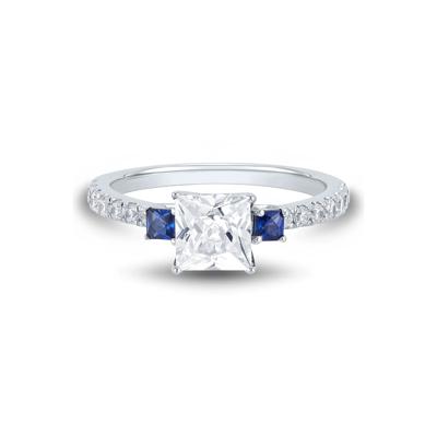 Lab Grown Diamond and Blue Sapphire Engagement Ring in 10K White Gold (1 1/2 ct. tw.)