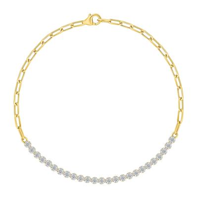 Diamond Paperclip Chain Tennis Bracelet in 10K Yellow Gold (1/2 ct. tw.)