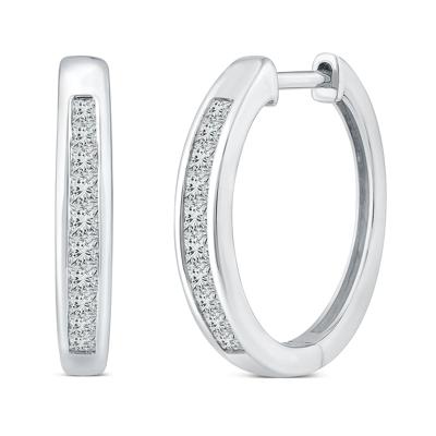 Diamond Channel-Set Hoop Earrings in 10K White Gold (1/2 ct. tw.)