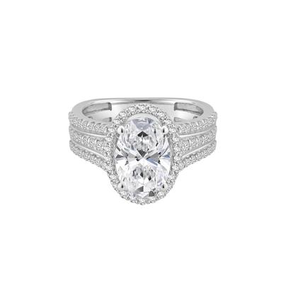 Lab Grown Diamond Oval Halo Engagement Ring in 14K White Gold (4 1/4 ct. tw.)