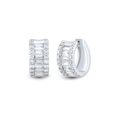 Lab Grown Diamond Baguette and Round Hoop Earrings in 14K White Gold (2 ct. tw.)