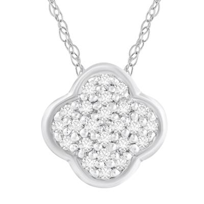 Diamond Accent Clover Pendant in 14K White Gold