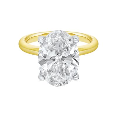 Lab Grown Diamond Oval Solitaire Engagement Ring in 14K Yellow & White Gold (6 ct. tw.)