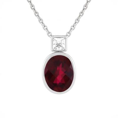 Lab-Created Ruby & Lab-Created White Sapphire Pendant Necklace in Sterling Silver
