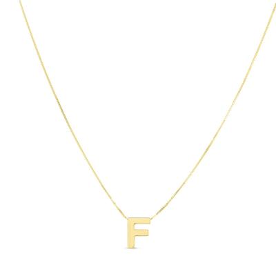 "F" Initial Necklace in 14K Yellow Gold