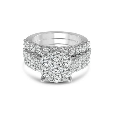 Lab Grown Diamond Round Engagement Three-Piece Set in 10K White Gold (4 ct. tw.)