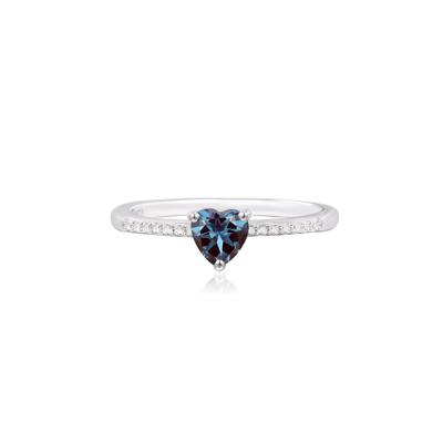 Lab-Created Alexandrite Heart Ring with Lab-Created White Sapphires in Sterling Silver
