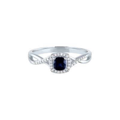 Sapphire & Diamond Promise Ring in 10K White Gold