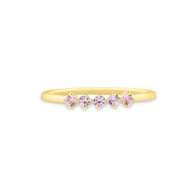Lab-Created Pink Sapphire Five-Stone Band in 10K Yellow Gold