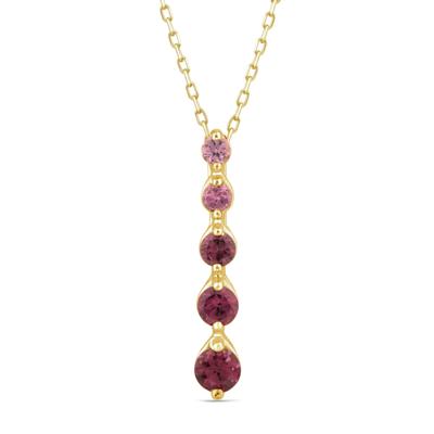 Rhodolite Graduated Drop Pendant in 10K Yellow Gold