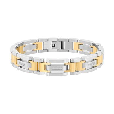 Men's Diamond Bracelet in Two-Tone Ion-Plated Stainless Steel (1/7 ct. tw.)