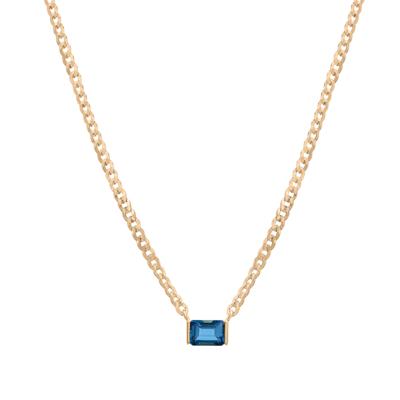 London Blue Topaz Cuban Link Necklace in Vermeil