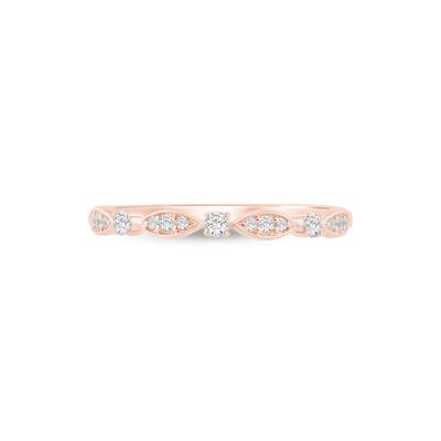 Stacking Ring with Scalloped Band in 10K Rose Gold (1/8 ct. tw.)