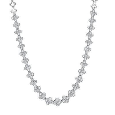 Lab Grown Diamond Round Bezel-Set Clover Necklace in 14K White Gold (10 ct. tw.)