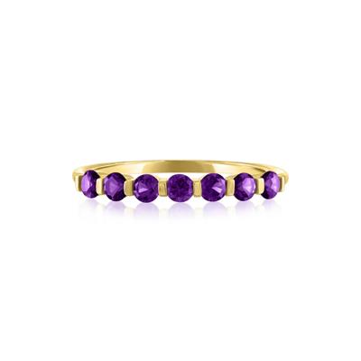 Amethyst Shared-Prong Band in 10K Yellow Gold