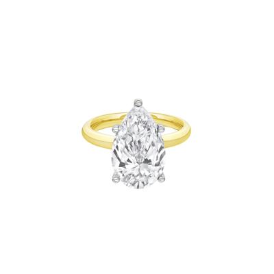 Lab Grown Diamond Pear-Shaped Solitaire Ring in 14K Yellow & White Gold (5 ct.)