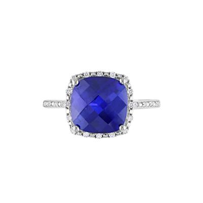 Lab Created Blue Sapphire & 1/10 ct. tw. Diamond Ring in Sterling Silver